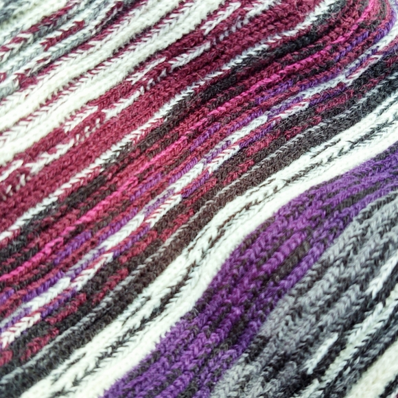 Maurices Cozy Knit Turtleneck Poncho Striped Purple Gray Pink Cream One Size - Picture 6 of 8
